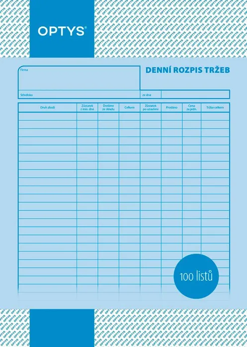 Hauptproduktbild Denní rozpis tržby A4, 100 listů 1054