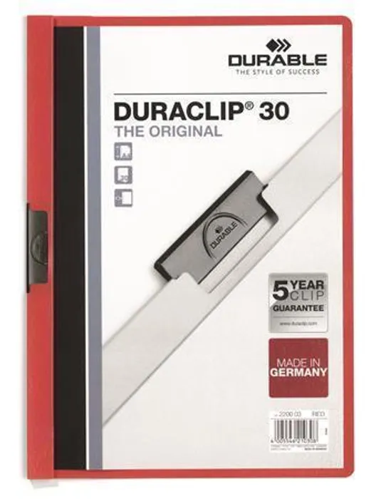 Hauptproduktbild Desky s rychlovazačem "DURACLIP® 30", červená, s klipem, A4, DURABLE