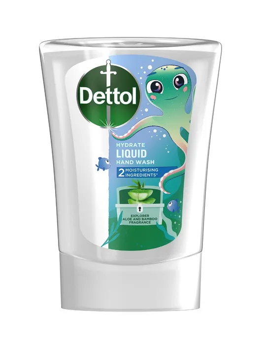 Hauptproduktbild Dettol Kids Aloe Vera tekuté mýdlo do bezdotykového dávkovače mýdla náhradní náplň 250 ml