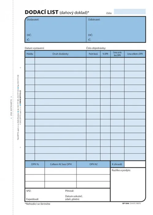Hauptproduktbild Dodací list A5, 100 listů 1044