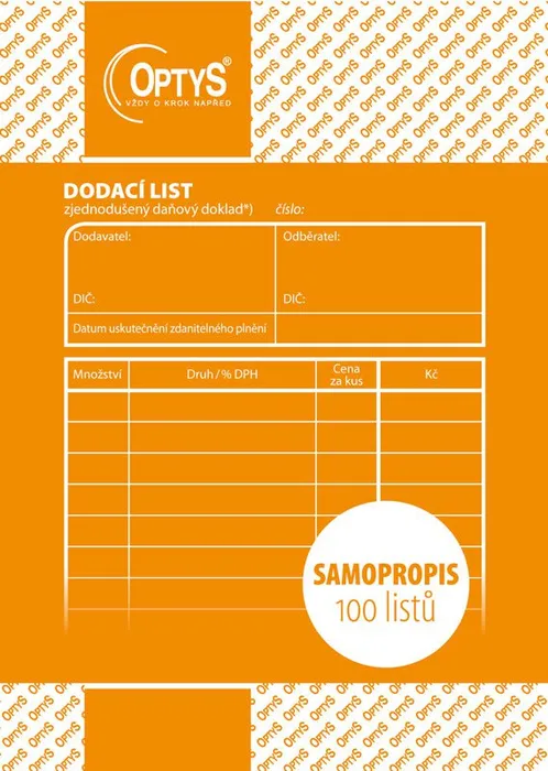 Hauptproduktbild Dodací list A6, samopropisovací, 100 listů 1078