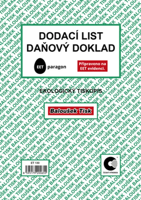 Hauptproduktbild Dodací list - daňový doklad A5 - EET ET130