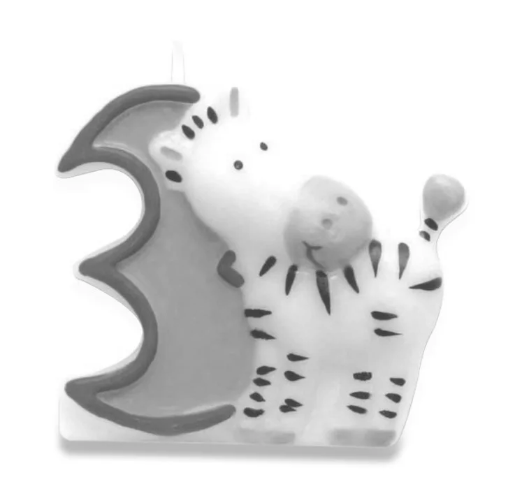Hauptproduktbild Dortová číslová svíčka "3", zebra