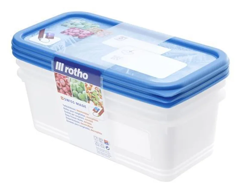 Hauptproduktbild Dózy na potraviny k zamrazování,  3x12 l bílá/modrá, ROTHO