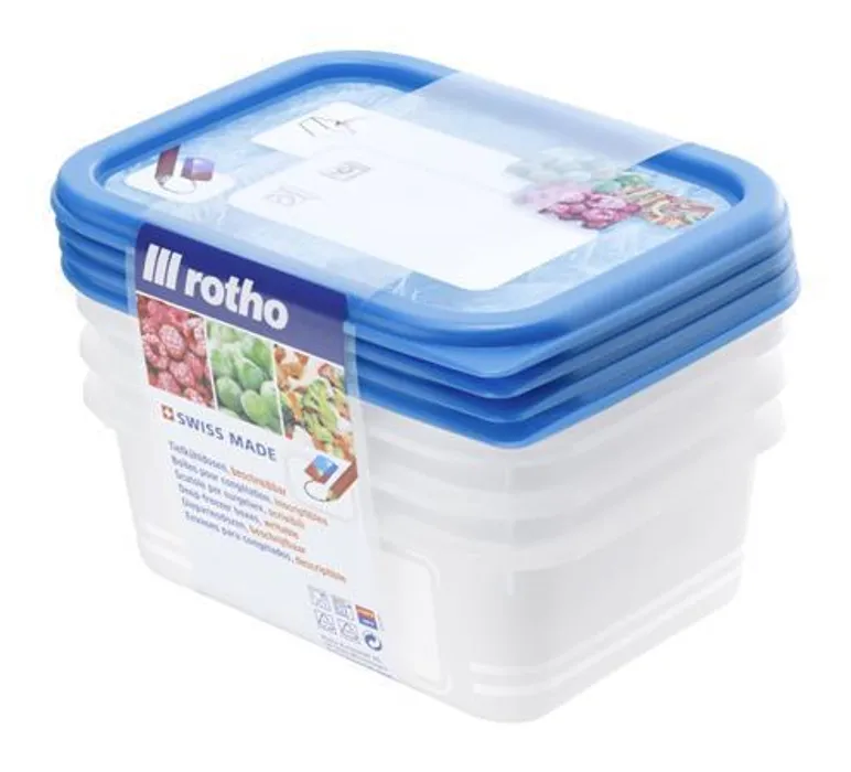 Hauptproduktbild Dózy na potraviny k zamrazování,  4x0,5 l bílá/modrá, ROTHO