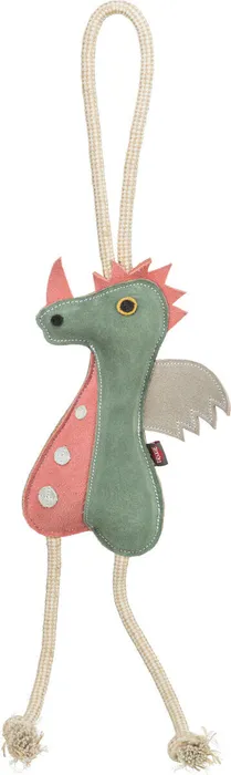 Hauptproduktbild Dragon - dráček na laně, 55 cm, hračka pro psy, 100% pravá kůže/lano, zelená