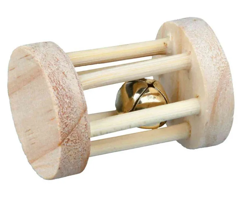 Hauptproduktbild Dřevěný váleček s rolničkou pro křečky a myši o 3.5 × 5 cm
