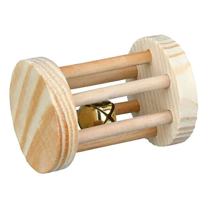 Hauptproduktbild Dřevěný váleček s rolničkou pro morčata a králíky o 5 x 7 cm