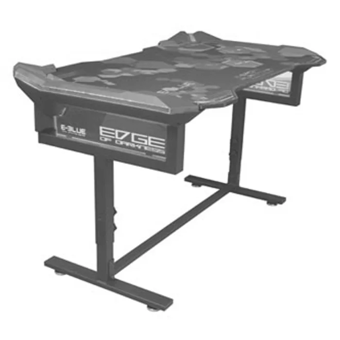 Hauptproduktbild E-Blue Herní stůl EGT004BK, 135x78,5cm, 72-91,2cm, RGB podsvícení, výškově nastavitelný,