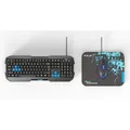 E-blue Polygon, Tastatur-Set mit Maus Cobra II, US, Game, und mit Pad Mazer Marface S typ verkabelt (USB), schwarz-blau