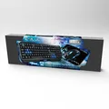 E-blue Polygon, Tastatur-Set mit Maus Cobra II, US, Game, und mit Pad Mazer Marface S typ verkabelt (USB), schwarz-blau
