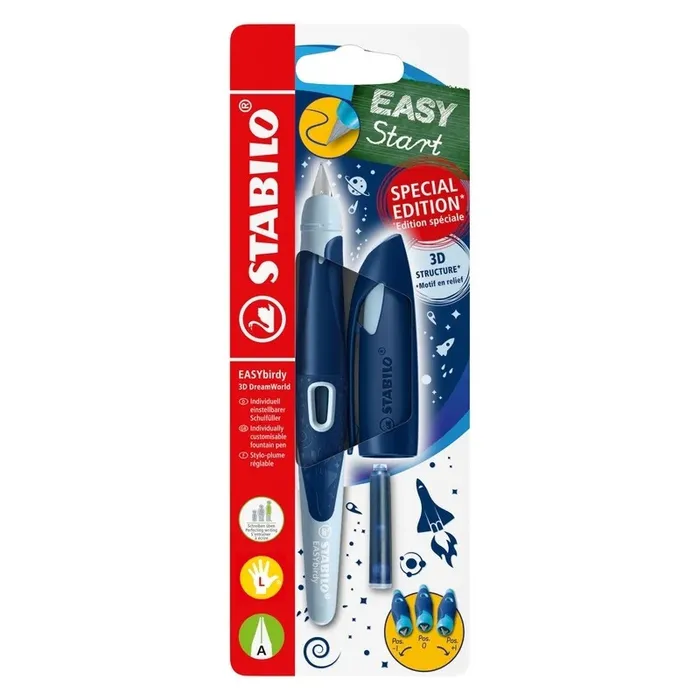 Hauptproduktbild Ergonomické plnicí pero pro leváky s hrotem A - STABILO EASYbirdy 3D DreamWorld, modrá