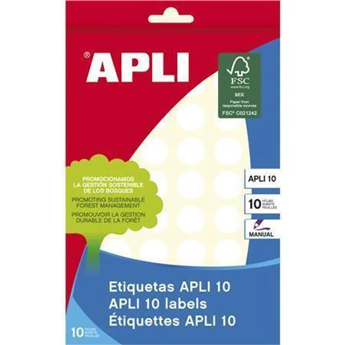 Hauptproduktbild Etikety, kruhové, bílá, průměr 16mm, na ruční popis, 540 ks/bal., APLI