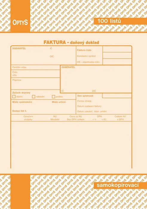 Hauptproduktbild Faktura A5, samopropisovací, 100 listů 1072