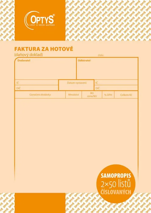 Hauptproduktbild Faktura za hotové A5, samopropisovací, číslovaná, 2 x 50 listů 1073