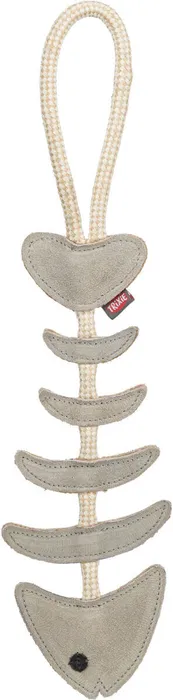 Hauptproduktbild FishBone - rybí kost na laně, 43 cm, hračka pro psy, 100% pravá kůže/lano, šedá