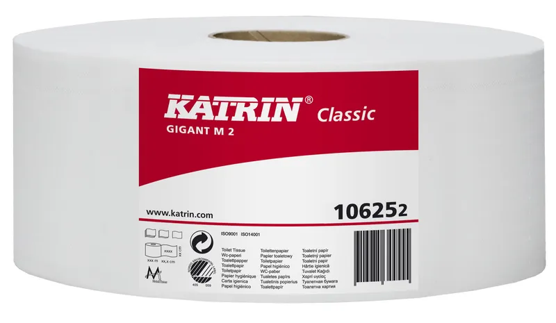 Hauptproduktbild Toaletní papír JUMBO Katrin Classic Gigant M 2-vrstvý 22 cm, 180 m bílý [1 ks]