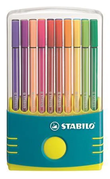 Hauptproduktbild Fixy "Pen 68 ColorParade", 20 různých barev, sada, 1 mm, tyrkysové, plastové pouzdro, STAB