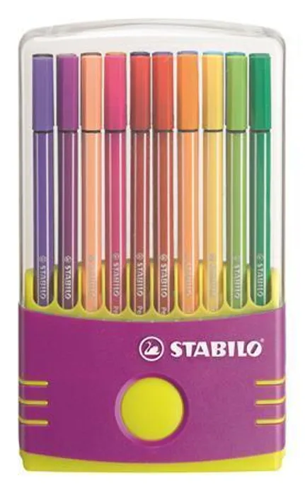 Hauptproduktbild Fixy "Pen 68 ColorParade", sada, 20 různých barev, 1 mm, fialové plastové pouzdro, STABILO