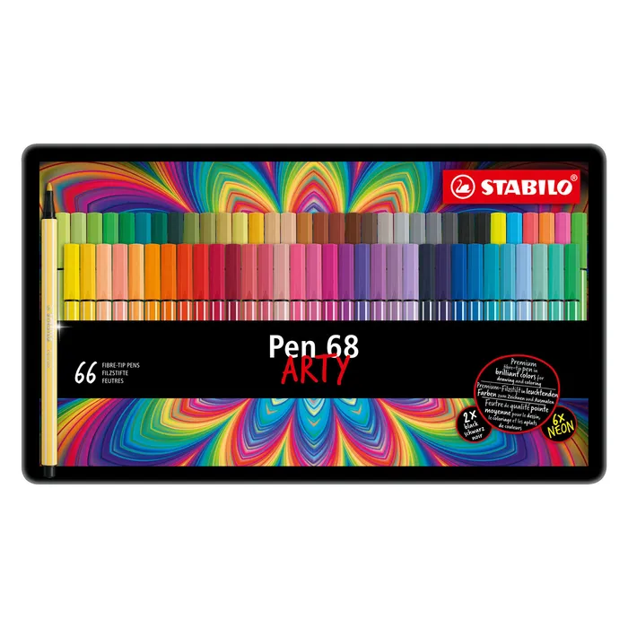 Hauptproduktbild Fixy STABILO Pen 68 ARTY 66 ks v plechovém pouzdru
