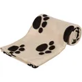 Fleecedecke BARNEY 150x100cm - beige mit schwarzen Pfoten