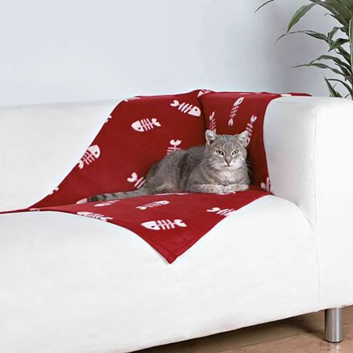 Hauptproduktbild Flísová deka BEANY 100x70cm - vínová s rybí kostrou