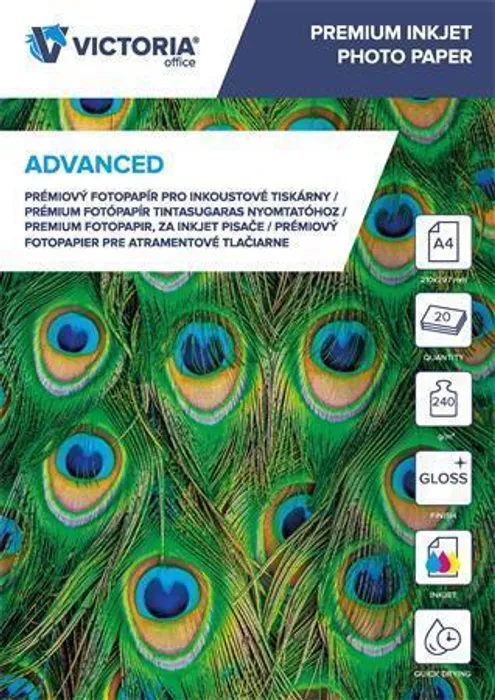 Hauptproduktbild Fotografický papír "Advanced", do inkoustové tiskárny, lesklý, A4, 240g, VICTORIA 20 listů