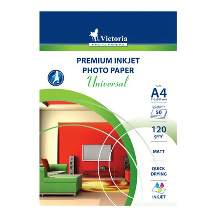 Hauptproduktbild Fotografický papír "Universal", do inkoustové tiskárny, matný, A4, 120g, VICTORIA 50 listů