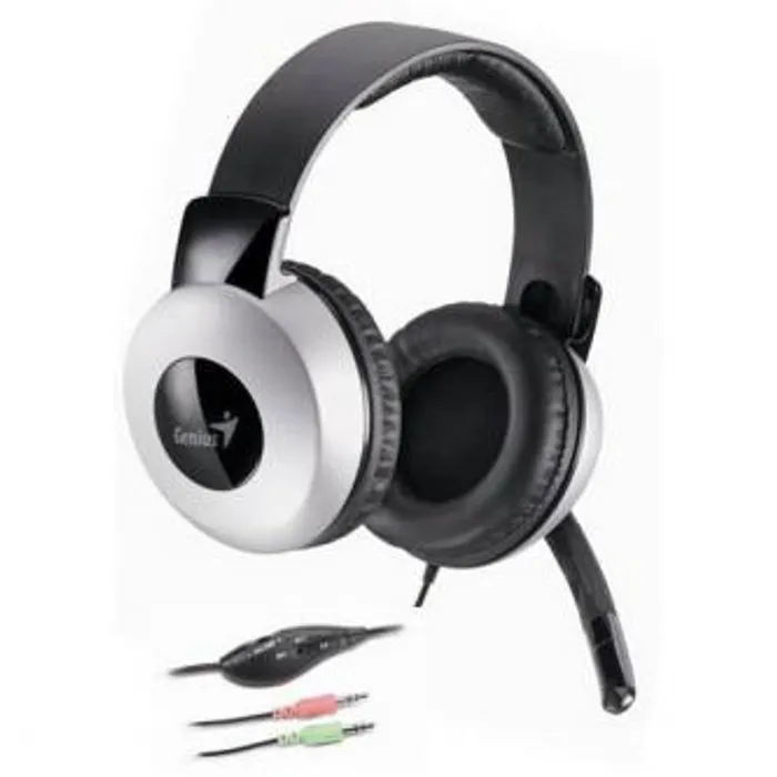 Hauptproduktbild Genius HS-05A, sluchátka s mikrofonem, ovládání hlasitosti, černo-stříbrná, 2x 3.5 mm jac