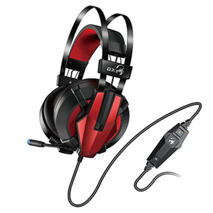 Hauptproduktbild Genius HS-G710V, herní sluchátka s mikrofonem, ovládání hlasitosti, černá/červená, USB