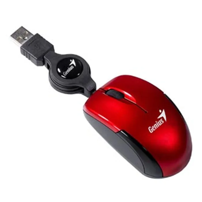 Hauptproduktbild Genius Myš Micro Traveler V2, 1200DPI, optická, 3tl., 1 kolečko, drátová USB, červená, Mi