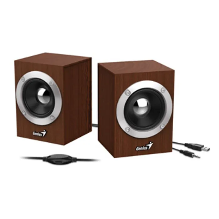 Hauptproduktbild Genius reproduktory SP-HF280, 2.0, 6W, hnědé, regulace hlasitosti, 3,5 mm jack (USB), 100