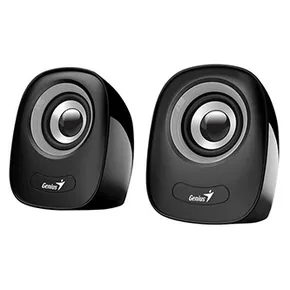 Genius Lautsprechers SP-Q160, 2.0, 6W, schwarz-grau, Lautstärkeregler, mit Standfuss, 3,5 mm jack (USB), 150Hz-20kHz