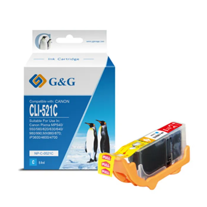 Hauptproduktbild G&G kompatibilní ink s CLI521C, cyan, 8.4ml, NP-C-0521C, 2934B001, pro Canon iP3600, iP46