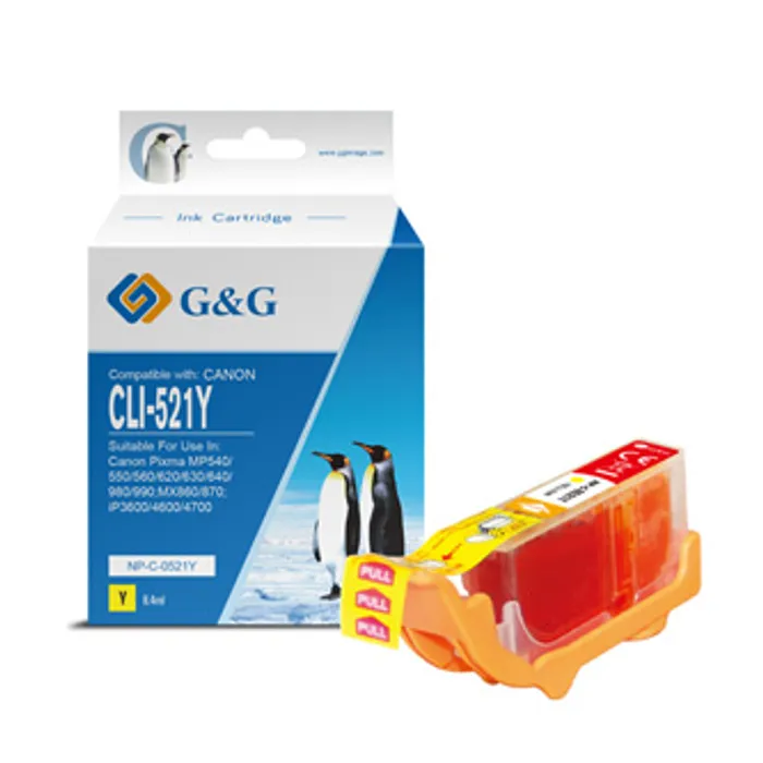 Hauptproduktbild G&G kompatibilní ink s CLI521Y, yellow, 8.4ml, NP-C-0521Y, 2936B001, pro Canon iP3600, iP