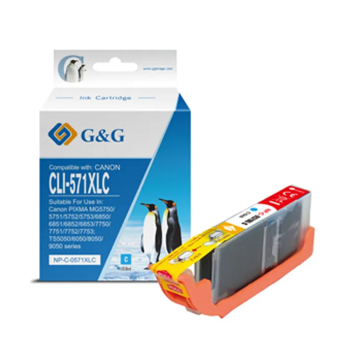 Hauptproduktbild G&G kompatibilní ink s CLI571C XL, cyan, 10,8ml, ml NP-C-0CL571XLC, high capacity, Canon