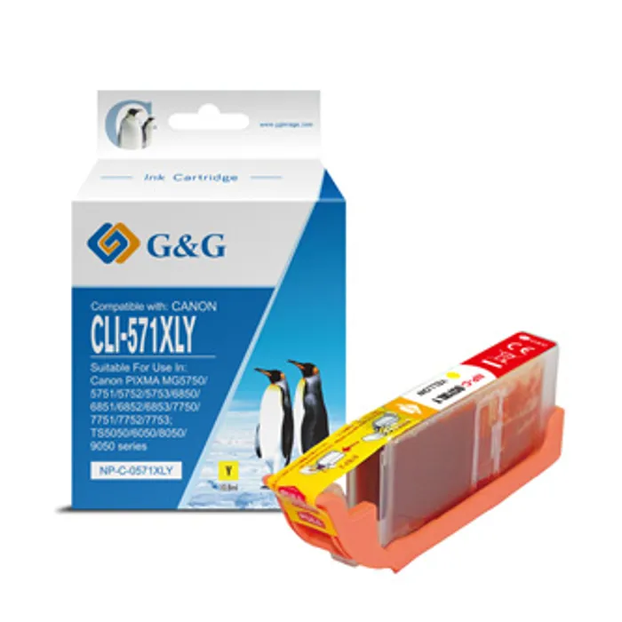 Hauptproduktbild G&G kompatibilní ink s CLI571Y XL, yellow, 10,8ml, ml NP-C-0CL571XLY, high capacity, Cano