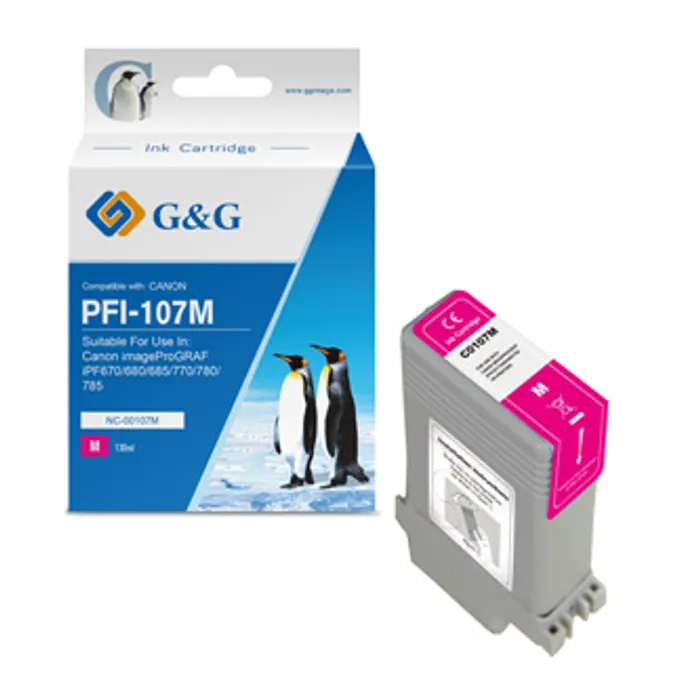 Hauptproduktbild G&G kompatibilní ink s PFI107M, magenta, 130ml, NC-00107M, 6707B001, pro Canon iPF-680, 6