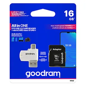 Goodram 16GB, micro SDHC, M1A4-0160R12, UHS-I U1 (Class 10)