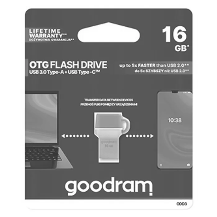Hauptproduktbild Goodram USB flash disk OTG, USB 3.0 (3.2 Gen 1), 16GB, ODD3, modrý, ODD3-0160B0R11, USB A