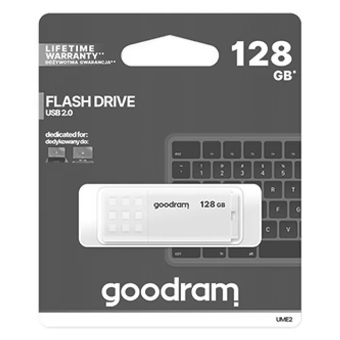 Hauptproduktbild Goodram USB flash disk, USB 2.0, 128GB, UME2, bílý, UME2-1280W0R11, USB A, s krytkou