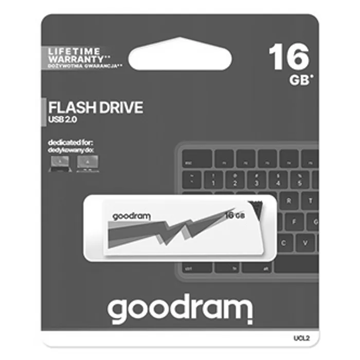Hauptproduktbild Goodram USB flash disk, USB 2.0, 16GB, UCL2, bílý, UCL2-0160W0R11, USB A, vysouvací konek