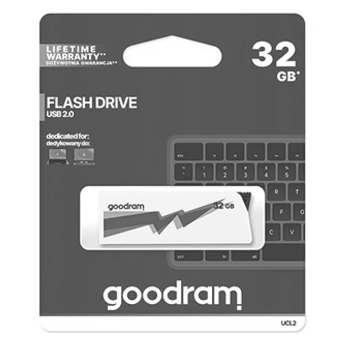 Hauptproduktbild Goodram USB flash disk, USB 2.0, 32GB, UCL2, bílý, UCL2-0320W0R11, USB A, vysouvací konek