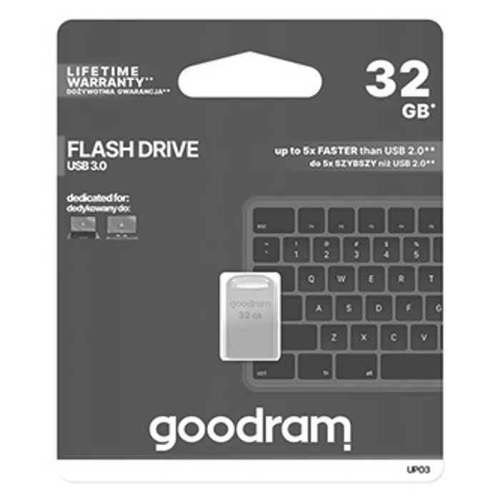 Hauptproduktbild Goodram USB flash disk, USB 3.0 (3.2 Gen 1), 32GB, UPO3, stříbrný, UPO3-0320S0R11, USB A,