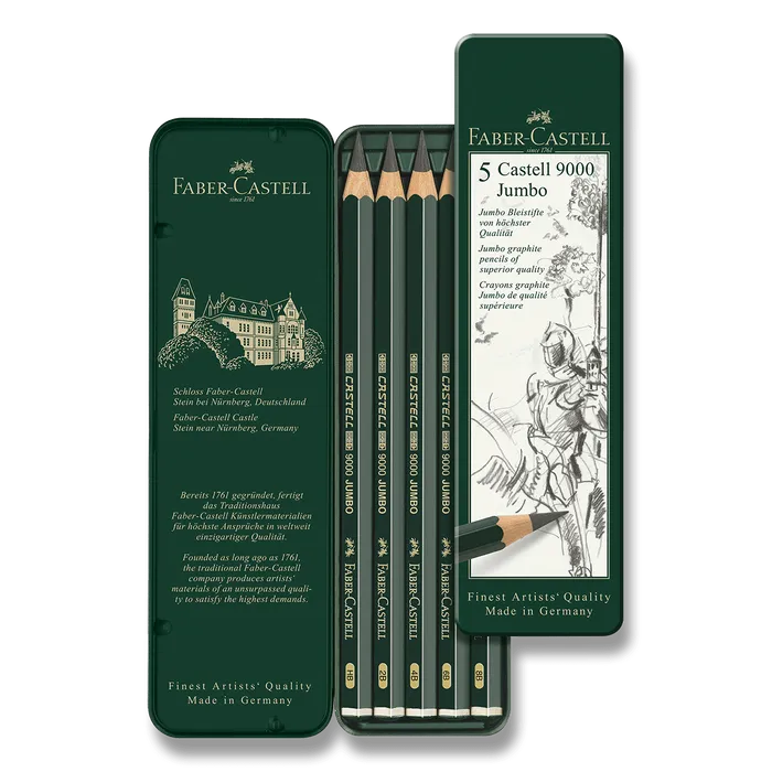 Hauptproduktbild Grafitová tužka Castell 9000 Jumbo plechová krabička 5ks Faber Castell (119305)