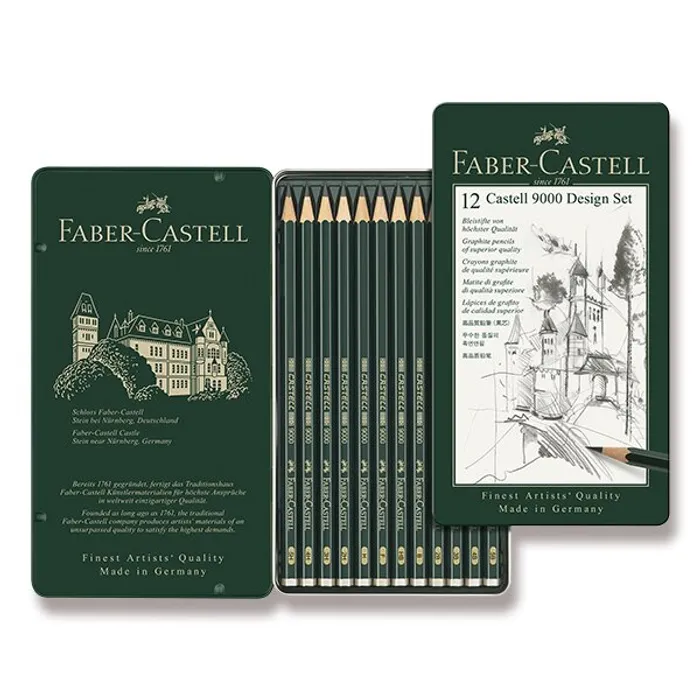 Hauptproduktbild Grafitová tužka Castell 9000, plechová krabička 12 ks, Faber-Castell 119064