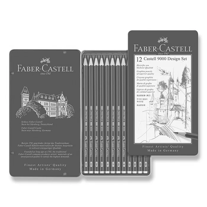 Hauptproduktbild Grafitová tužka Castell 9000, plechová krabička 12 ks, Faber-Castell 119064