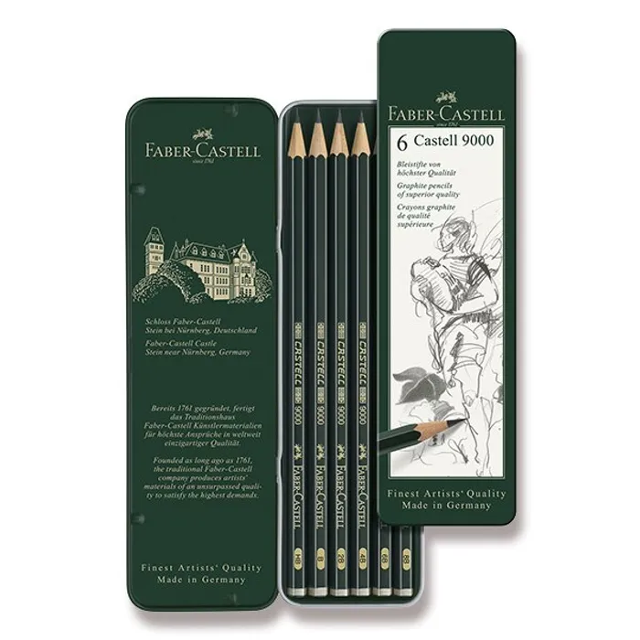 Hauptproduktbild Grafitová tužka Faber-Castell Castell 9000 6 ks, plechová krabička