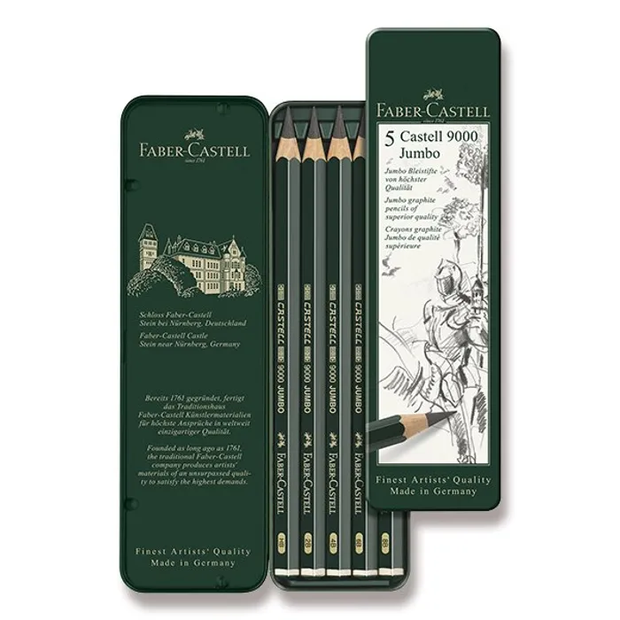 Hauptproduktbild Grafitová tužka Faber-Castell Castell 9000 Jumbo 5 ks, plechová krabička