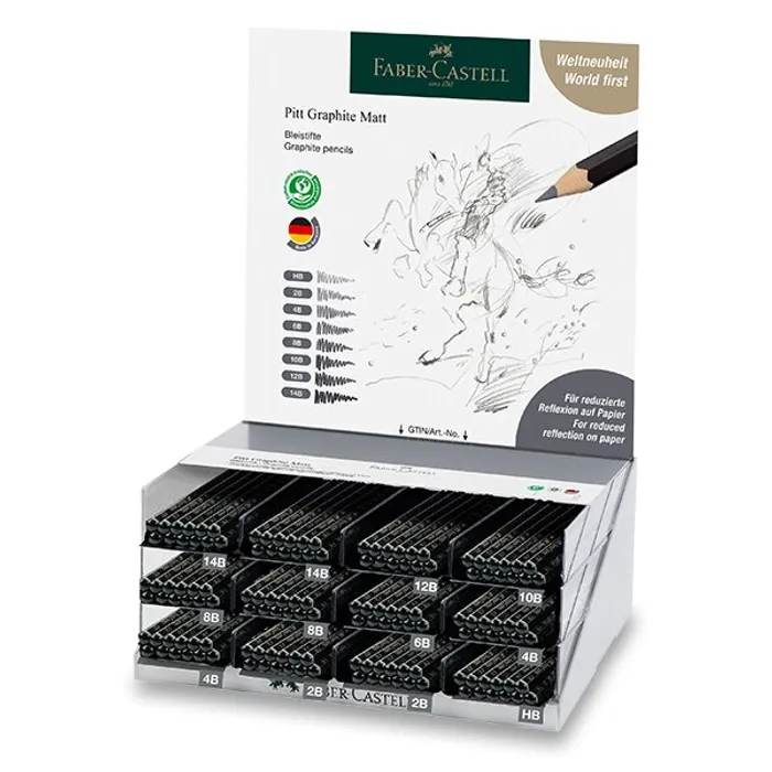 Hauptproduktbild Grafitová tužka Faber-Castell Pitt Graphite Matt stojánek, 144 ks